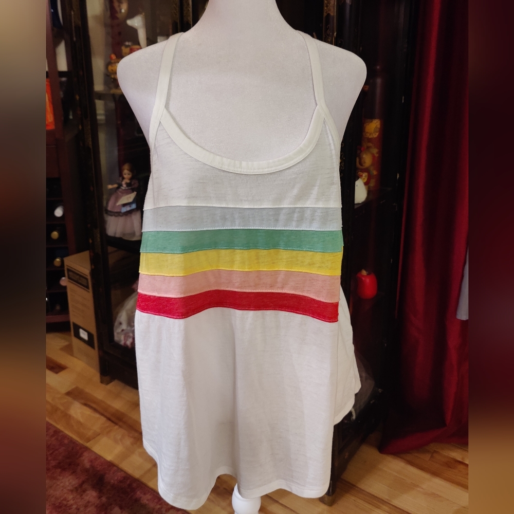 SO Rainbow Striped Tank Top